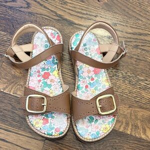 Mini Boden Tan Kids Sandals with Floral Insole
